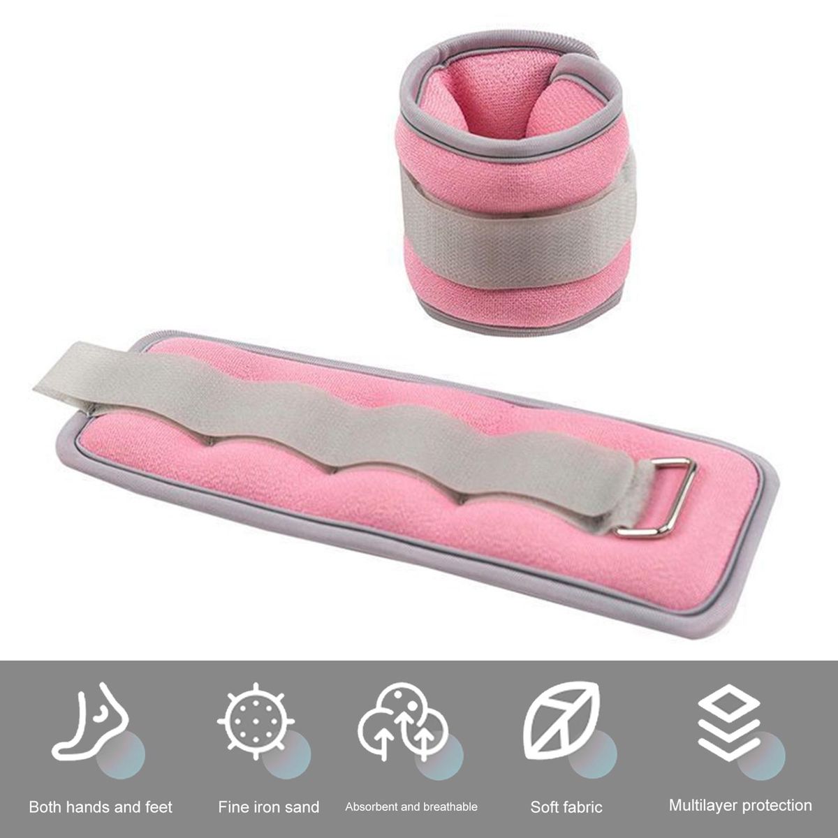 Iron-filled Ankle Weights Power-up Workout with Dual-use for Running Pink