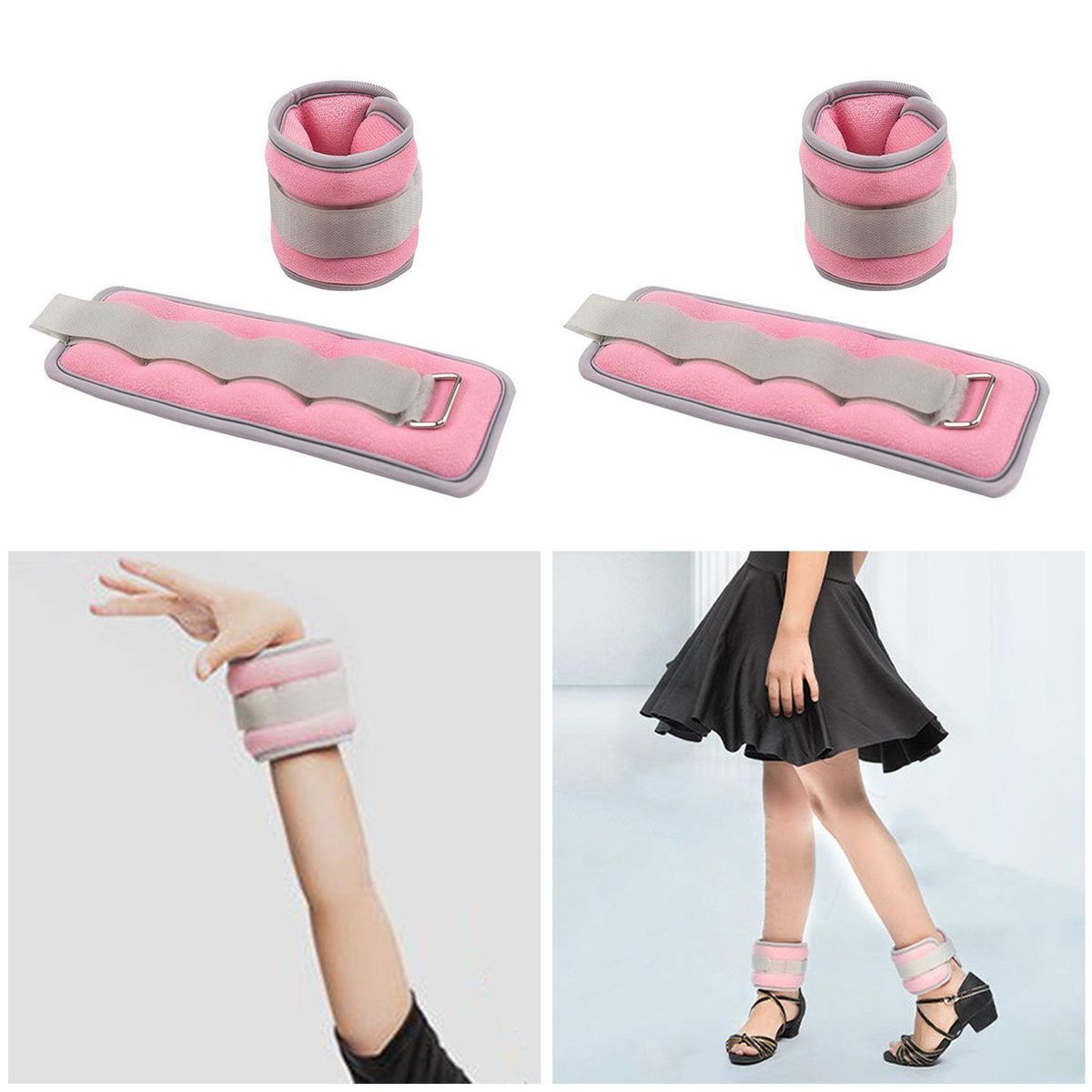 Iron-filled Ankle Weights Power-up Workout with Dual-use for Running Pink