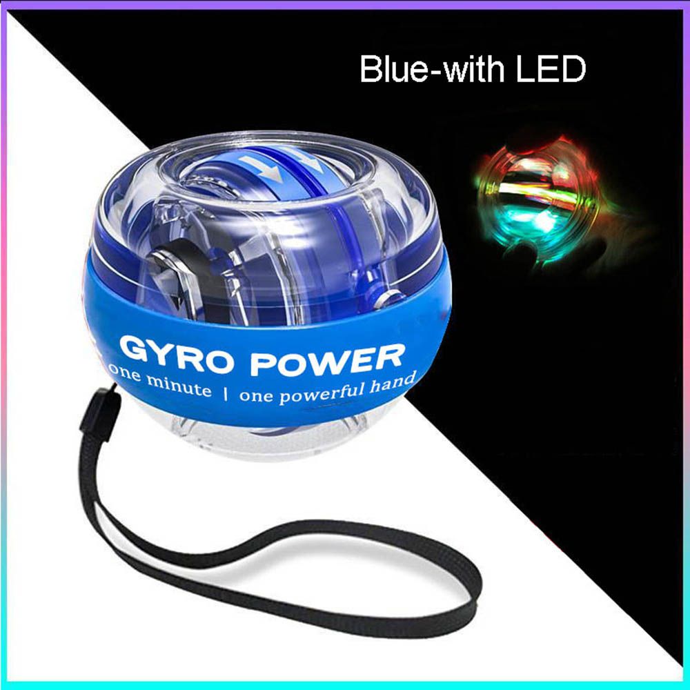 LED Wrist Power Hand Ball Self-starting Powerball With Counter Arm Hand Muscle Force-Blue-with LED