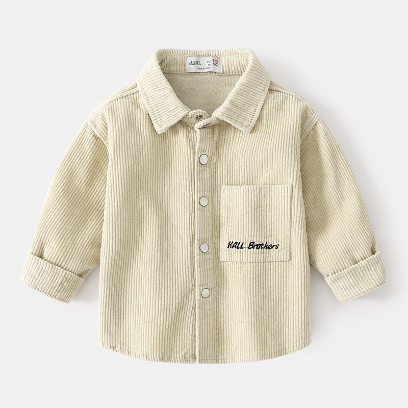 100% Corduroy Cotton Kids Boys Plain Shirts-Grey