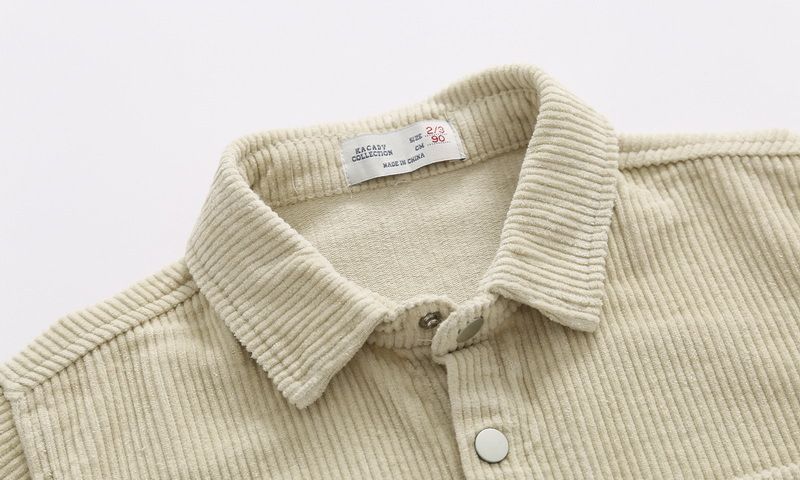 100% Corduroy Cotton Kids Boys Plain Shirts-Grey