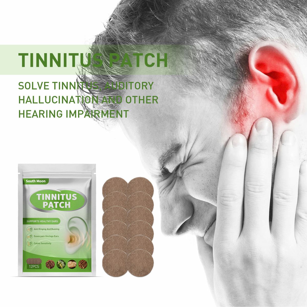 12Pcs Tinnitus Relief Patch Improve Hearing Herbal Sticker
