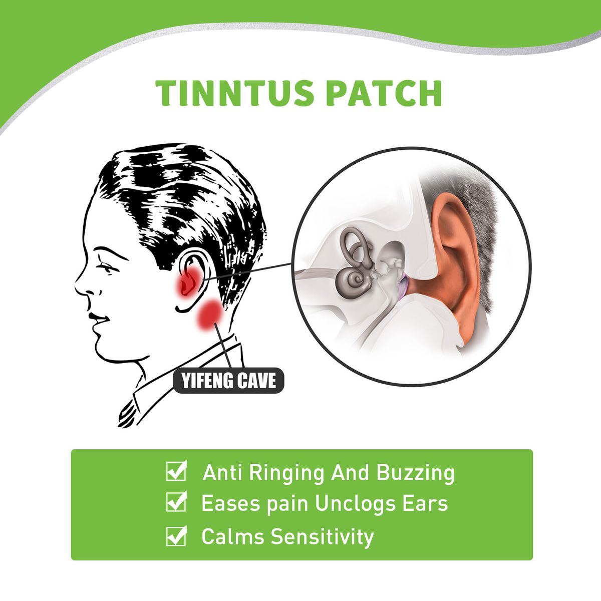 12Pcs Tinnitus Relief Patch Improve Hearing Herbal Sticker