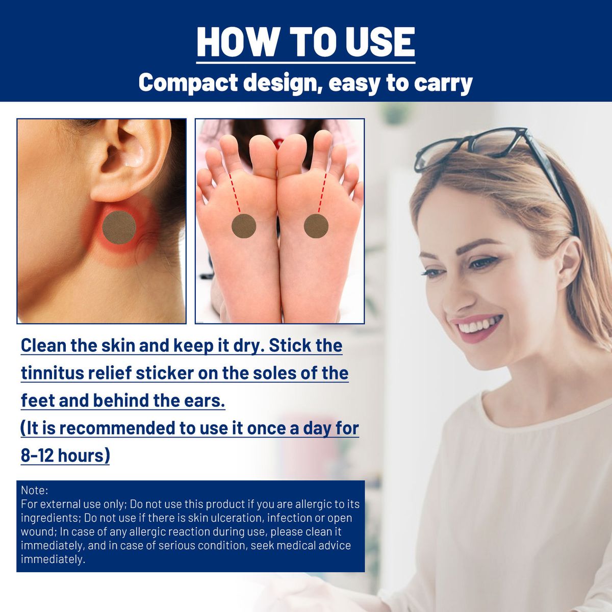 12Pcs Tinnitus Relief Patch Herbal Sticker Improve Listening