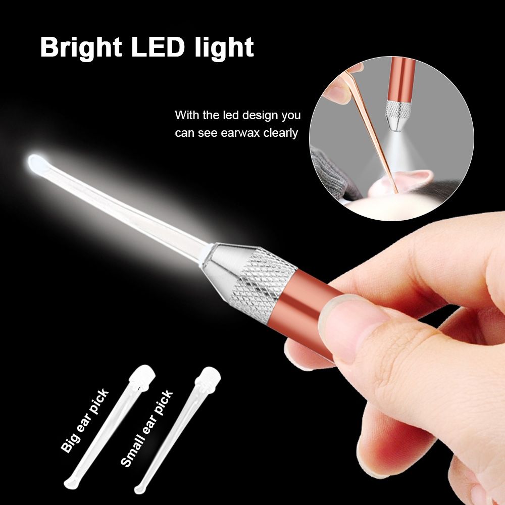 Ear Wax Removal LED Flashlight Tool Set For Baby And Adults Ear Pick Stainless Steel Medical Grade