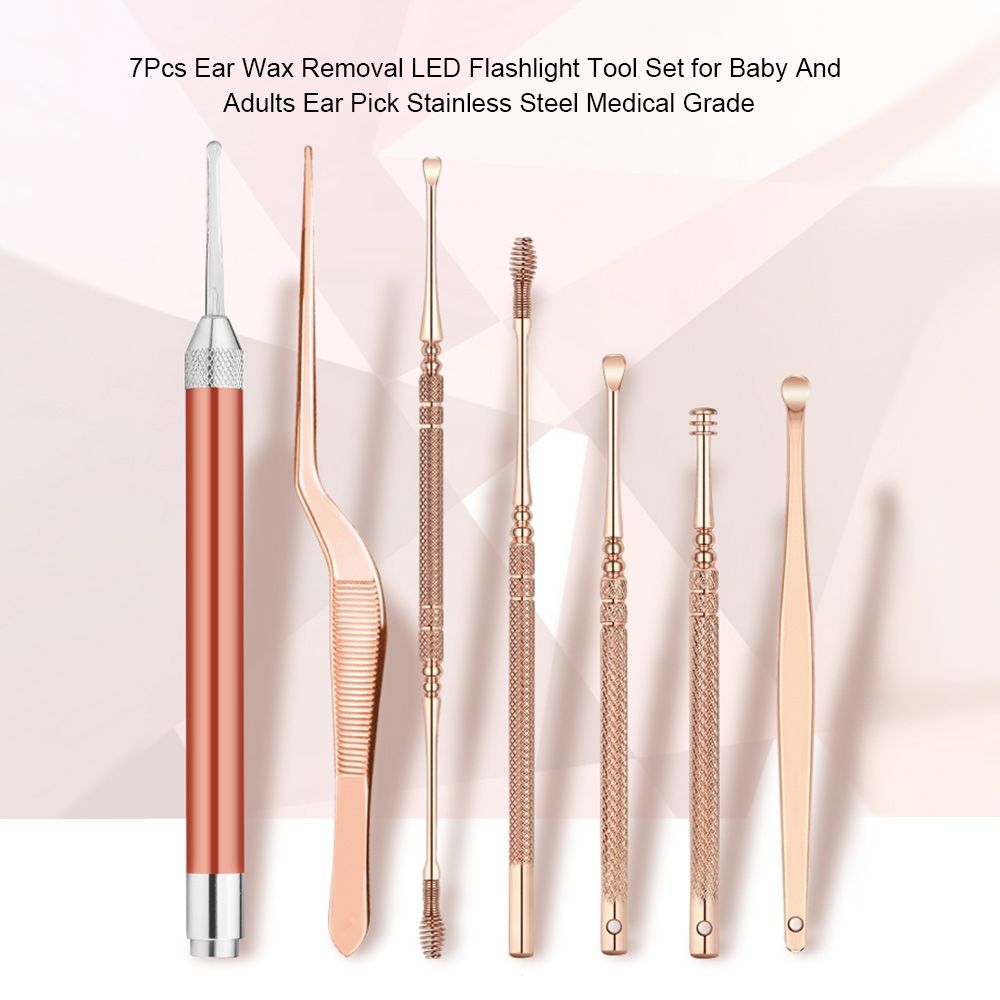 Ear Wax Removal LED Flashlight Tool Set For Baby And Adults Ear Pick Stainless Steel Medical Grade