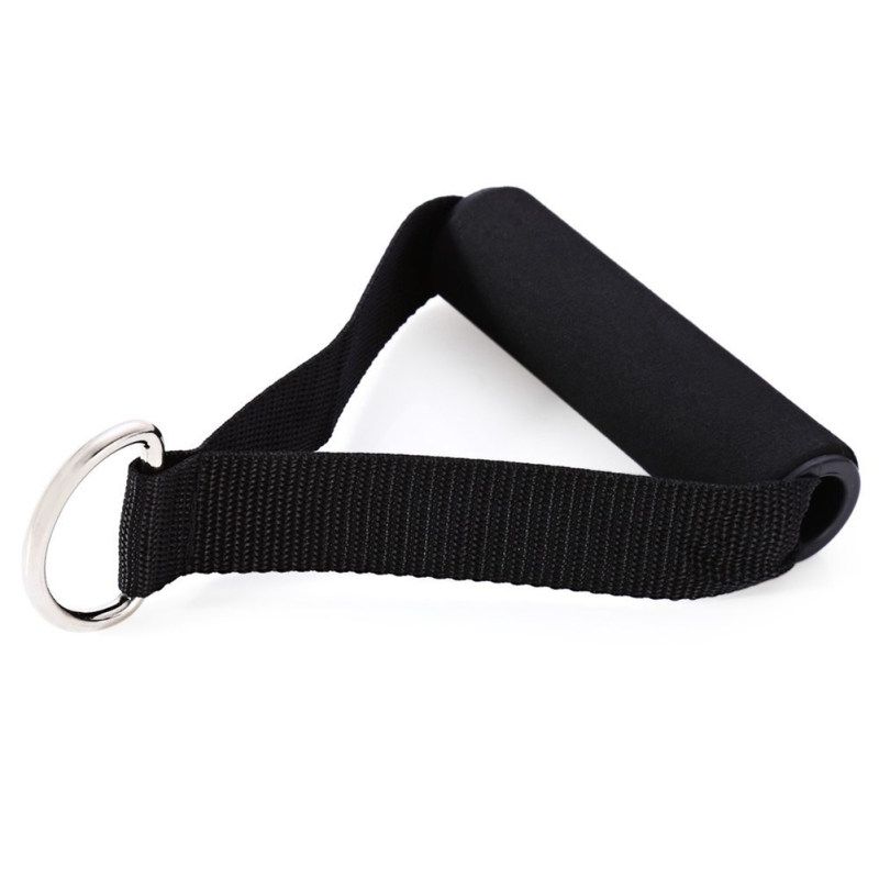 Yoga Pilates Pull Rope Nylon Bands Foam Handle Gym-Black