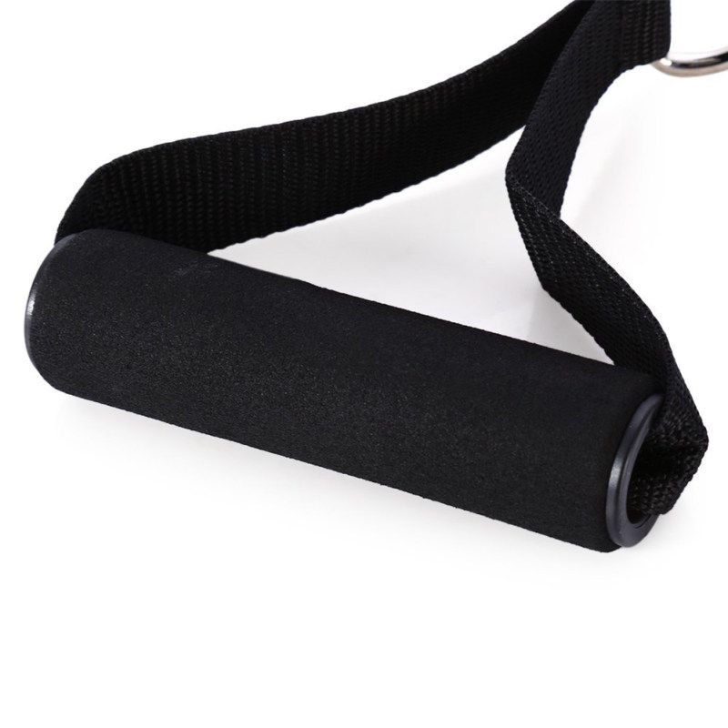Yoga Pilates Pull Rope Nylon Bands Foam Handle Gym-Black