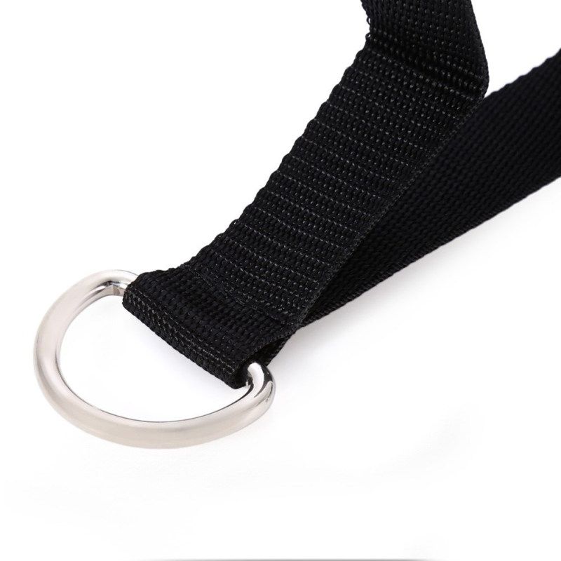 Yoga Pilates Pull Rope Nylon Bands Foam Handle Gym-Black