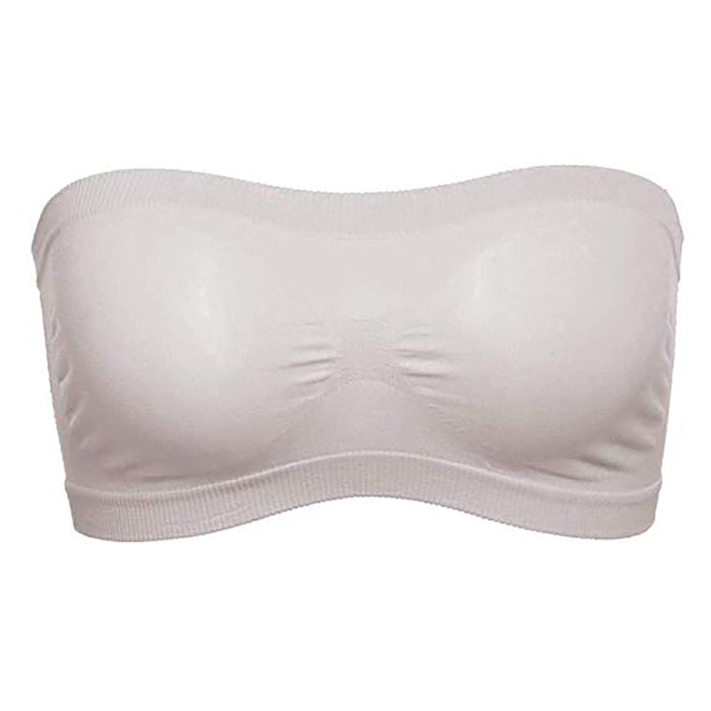 Solid Color Women Breathable Strapless Hollow Back-Apricot