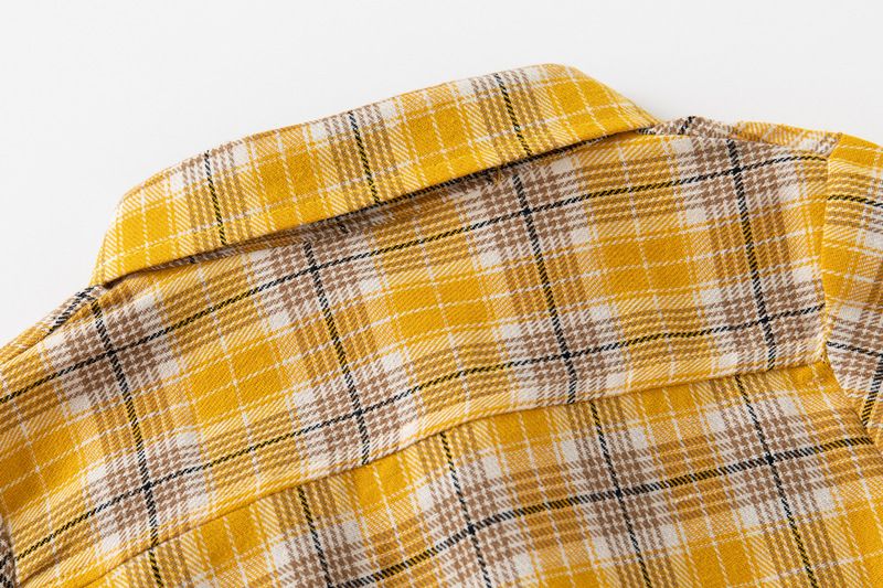 100% Cotton Kids Plaid Long Sleeve Boys Button-Down Shirts-Blue