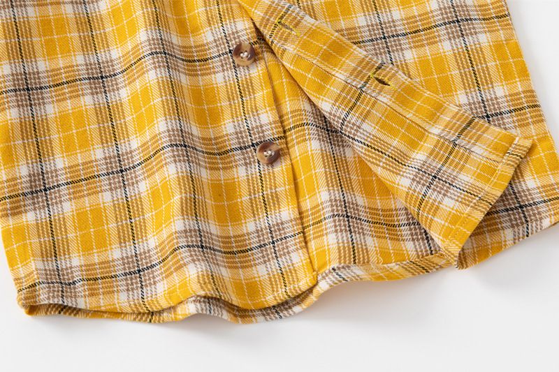 100% Cotton Kids Plaid Long Sleeve Boys Button-Down Shirts-Blue