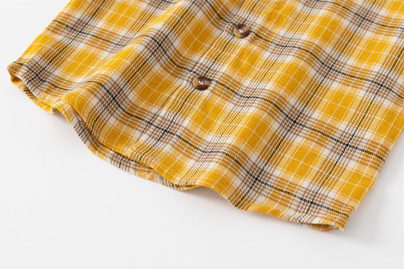 100% Cotton Kids Plaid Long Sleeve Boys Button-Down Shirts-Blue
