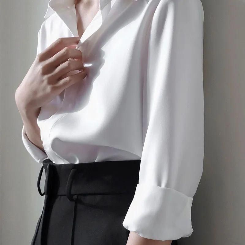 Spring and Summer Chiffon Long-Sleeved White Shirt Women's Korean-Style Large Size Anti-Wrinkle Formal Wear Business Shirt Business Wear Short-Sleeved Bottoming Shirt