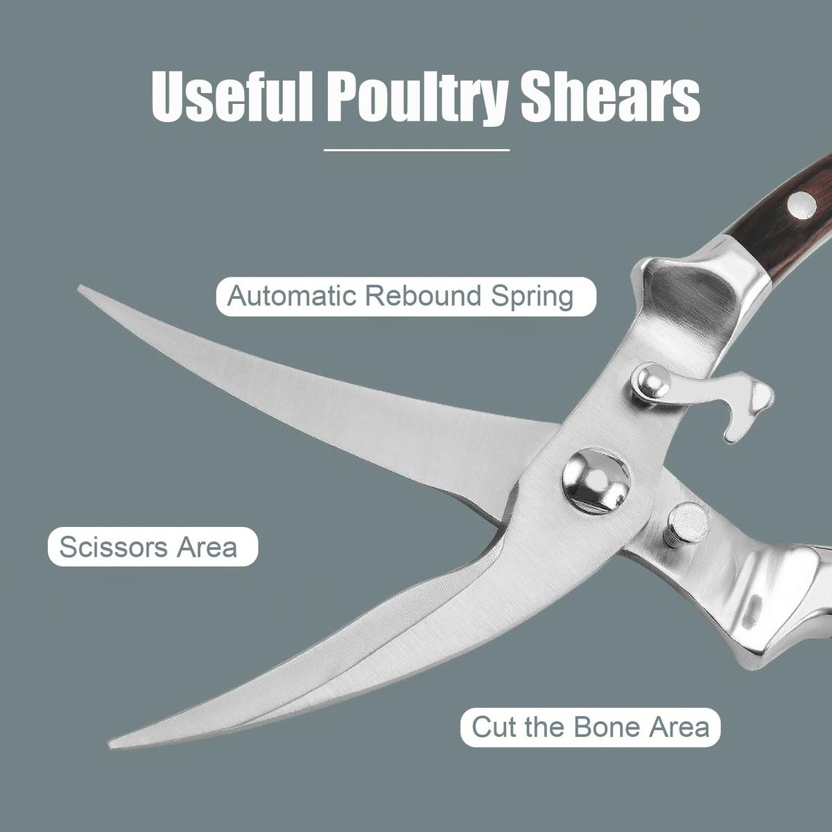 Poultry Shears Stainless Steel Kitchen Scissors Multi-Purpose Scissors for Meat Chicken Fish Seafood BBQ
