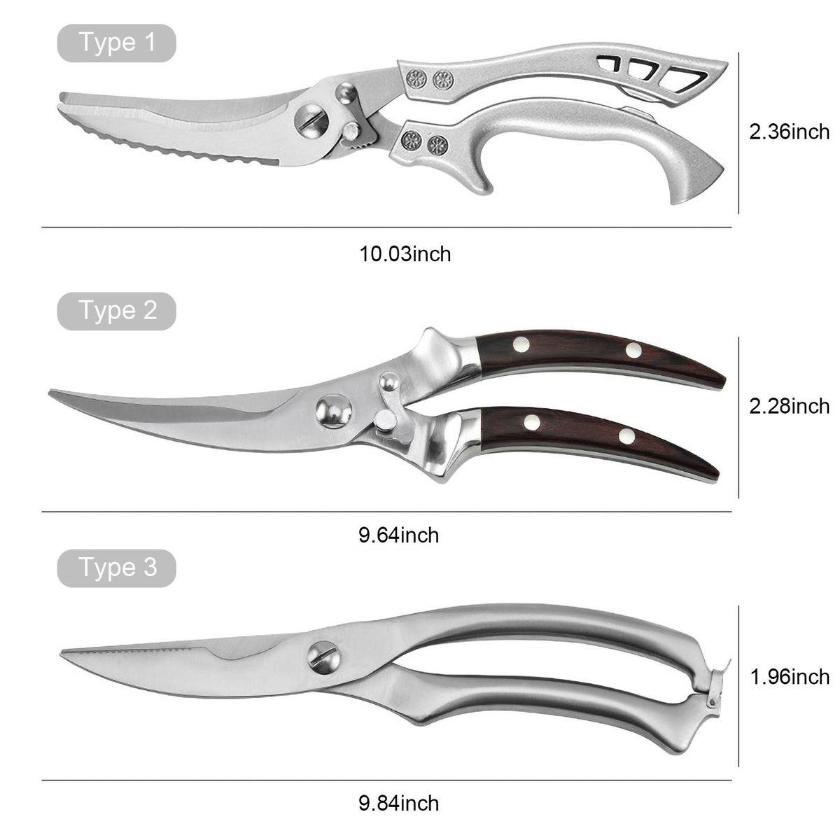 Poultry Shears Stainless Steel Kitchen Scissors Multi-Purpose Scissors for Meat Chicken Fish Seafood BBQ