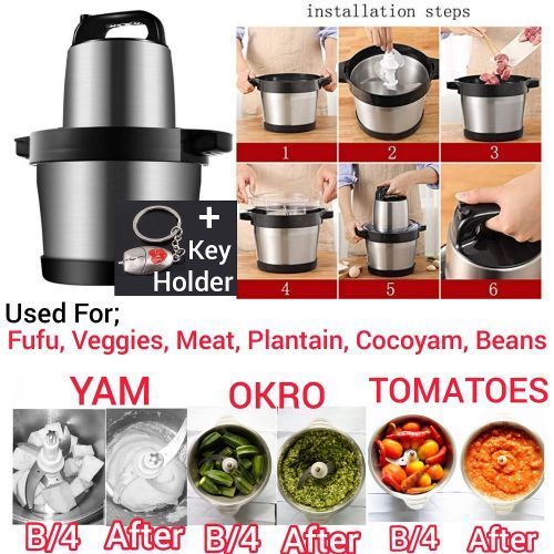 6 L Multi Use Food Processor Yam Pounder Grinder+Key Holder