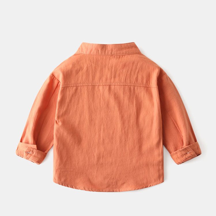 100% Cotton Kids Long Sleeve Stand Collar Boys Shirts-Red