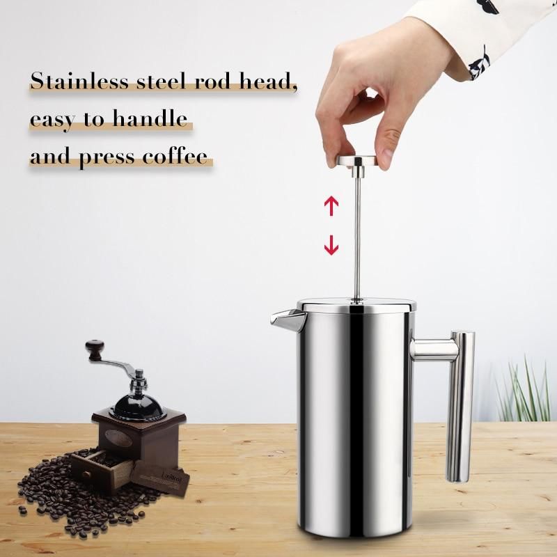 Coffee Maker French Press Stainless Steel Espresso Coffee Machine High Quality Double-Wall Insulated Coffee Tea Maker Pot