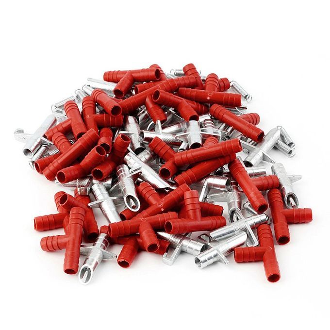 30pcs Rabbit Nipple Water Drinker Waterer Poultry Feeder Bunny Rodent Mouse Red & Silver