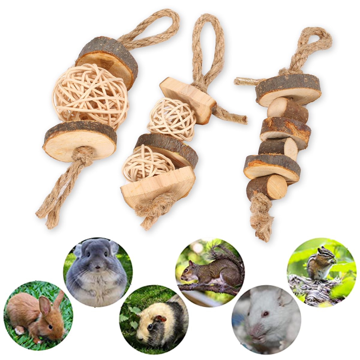 Hamster Chew Toys 3pcs Chinchilla Chew Toys Teeth Care