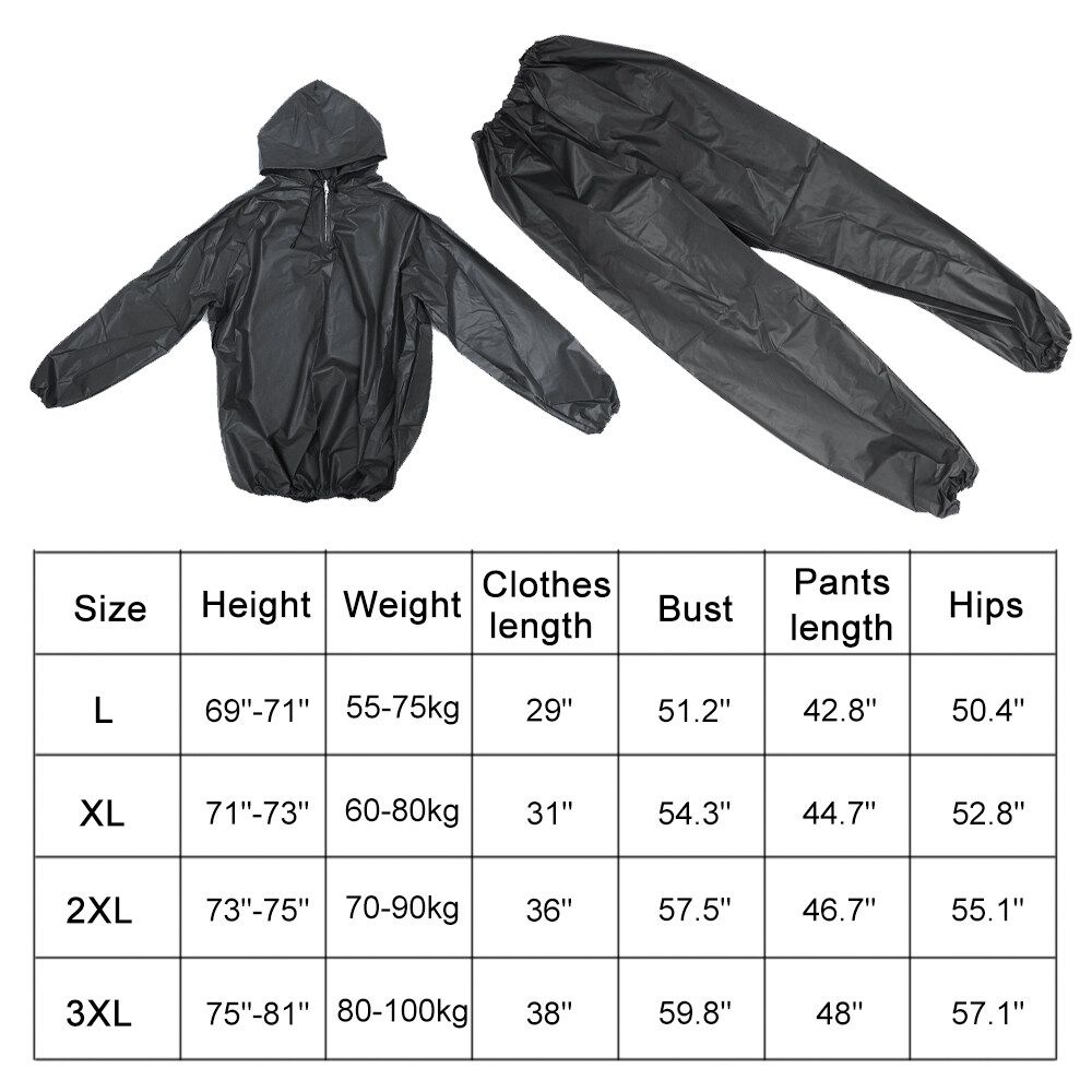 L/XL/2/3XL EVA Heavy Duty Sweat Suit Sauna Exercise Training Gym Fitness Weight Loss 3XL