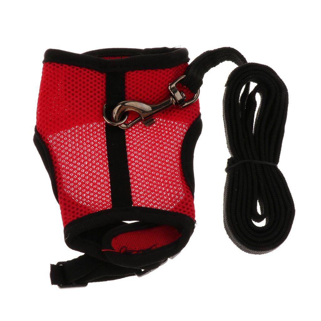 Small Pet Rabbit Harness Leash Set Adjustable Hamster Harness Red M