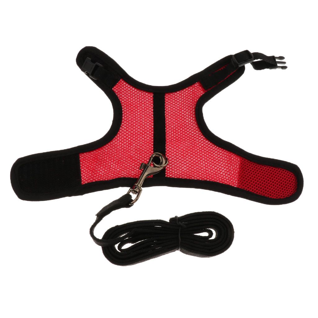 Small Pet Rabbit Harness Leash Set Adjustable Hamster Harness Red M