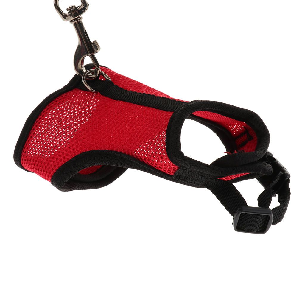 Small Pet Rabbit Harness Leash Set Adjustable Hamster Harness Red M