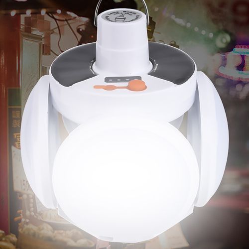 Foldable Rechargeable Solar Powered Bulb Light Camping-White