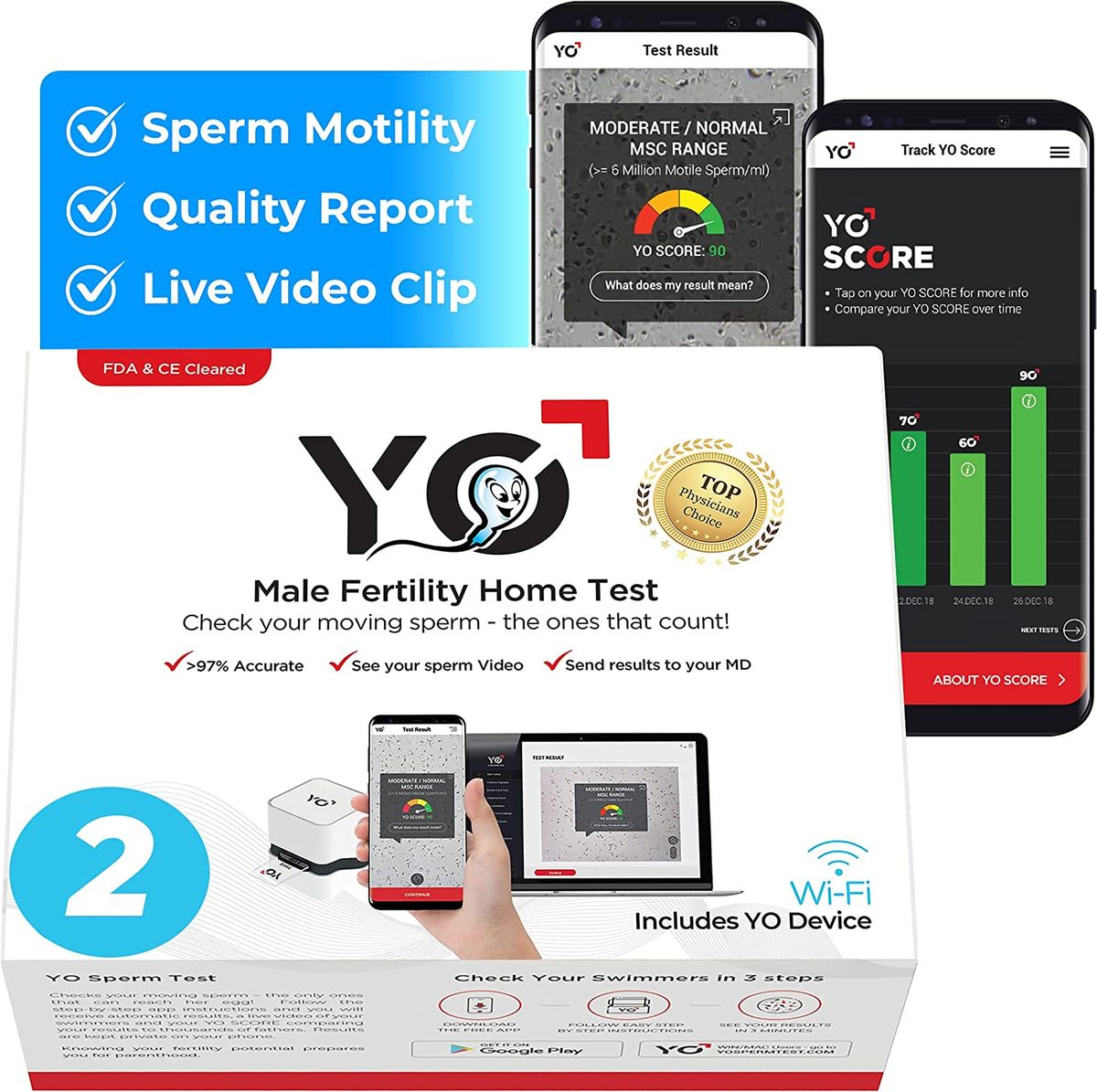 Home Sperm Test Kit For Men-Shows Normal Or Low Sperm 2 Test