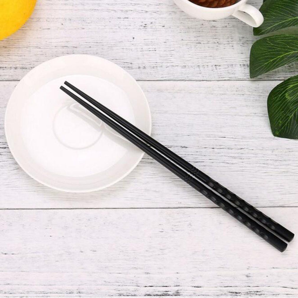 1 Pair Japanese Chopsticks Alloy Non-Slip Wood Color Sushi Chop Sticks Set