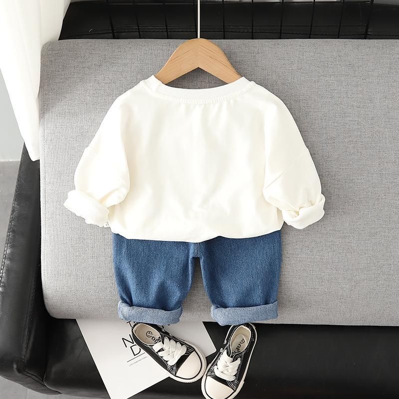 Children'S Clothing Set 2 Piece Sweatshirt + Jeans White