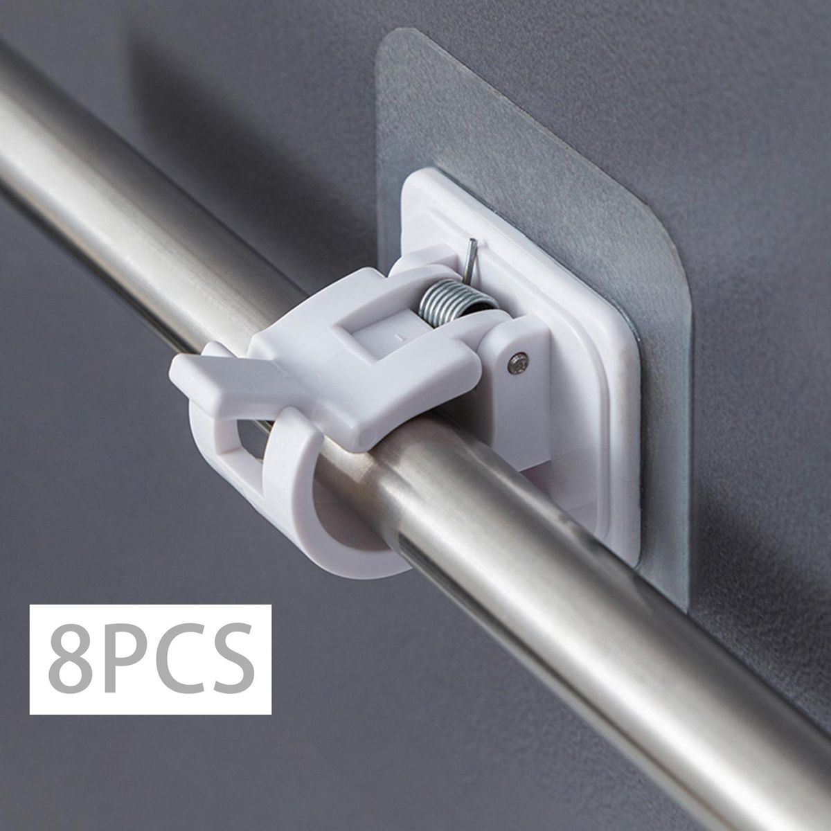 8 PCS Self Adhesive Curtain Rod Brackets Punch
