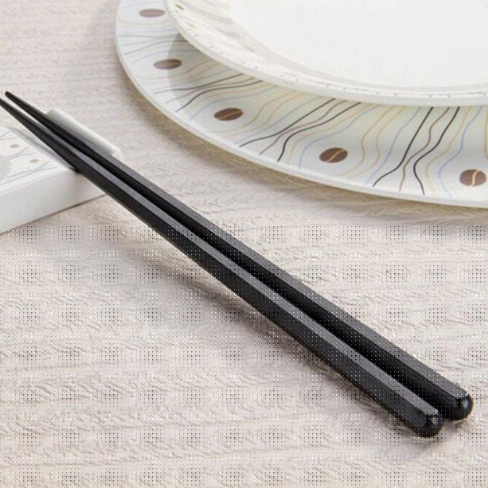 1 Pair Japanese Chopsticks Alloy Non-Slip Wood Color Sushi Chop Sticks Set Wood Color
