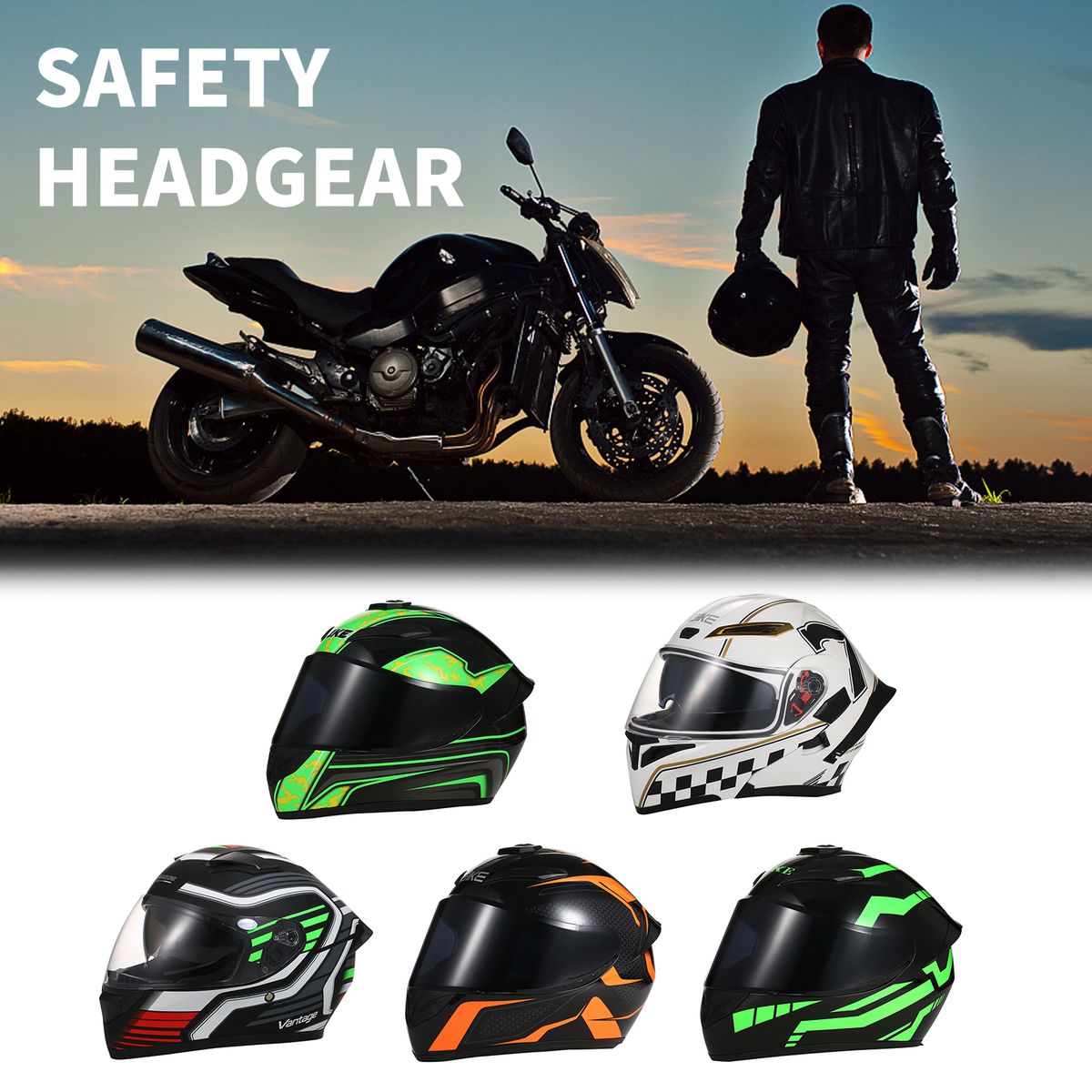Motorcycle Helmet Full Face Street Helmet Unisex Adult Cool