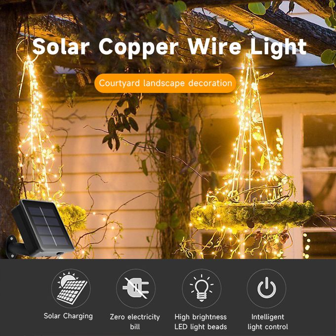 12 Meters Solar Lamp String Outdoor Waterproof Fairy Lamp