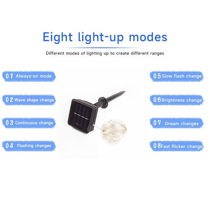 12 Meters Solar Lamp String Outdoor Waterproof Fairy Lamp