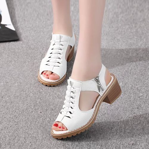 Ladies Berniso Sandals Wedge Heels Large Size Flat Sandals And Slippers-White