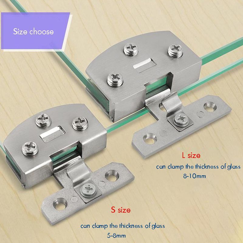 GlHinge Free Punching Zinc Alloy Brushed / Bright Hinges For Wine Cabinet Display Cabinet 5-8mm / 8-10mm Thickness Glass