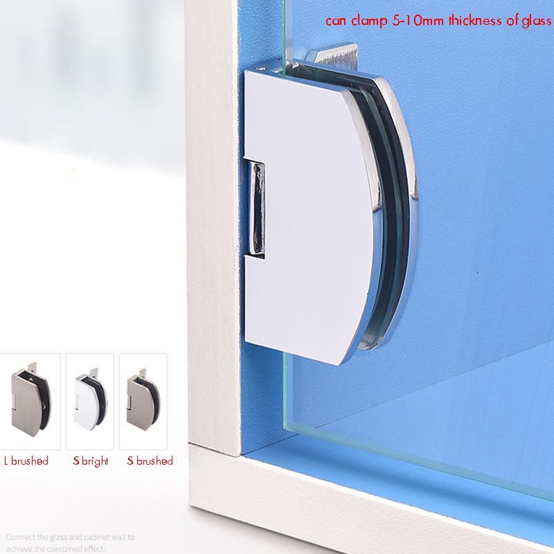 GlHinge Free Punching Zinc Alloy Brushed / Bright Hinges For Wine Cabinet Display Cabinet 5-8mm / 8-10mm Thickness Glass