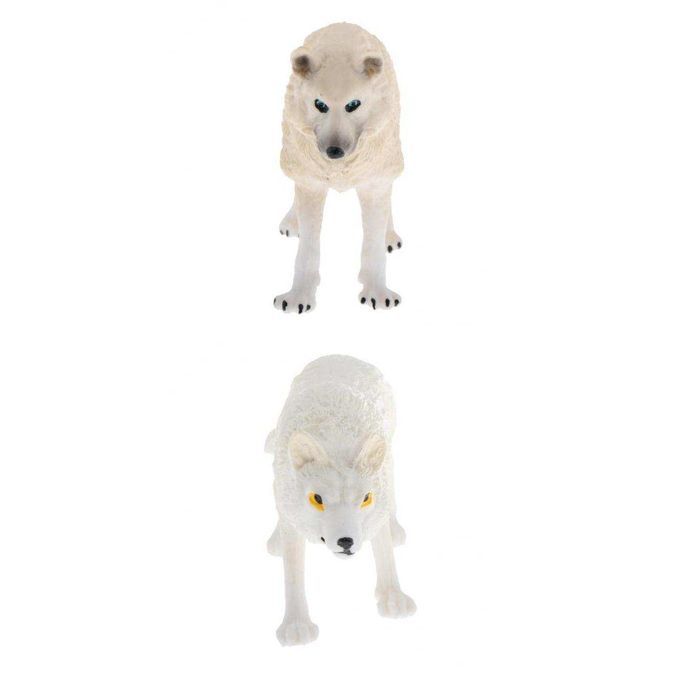 2Pcs Mini Wildlife White Wolf Model Action Figures Toys Props Home