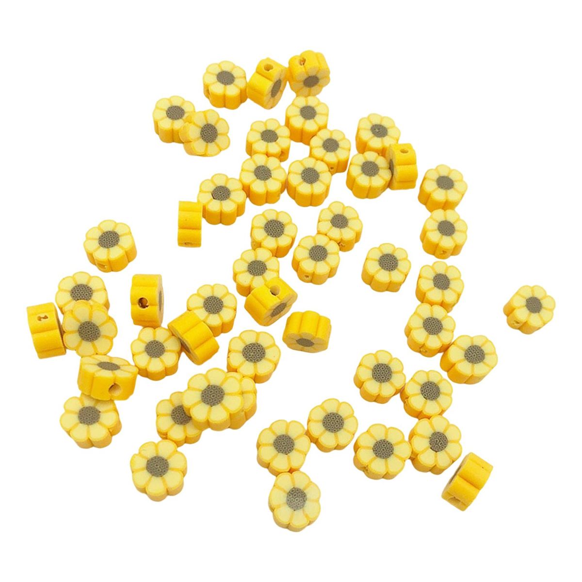 100x Flower Shaped Polymer Clay Beads DIY Craft Charms