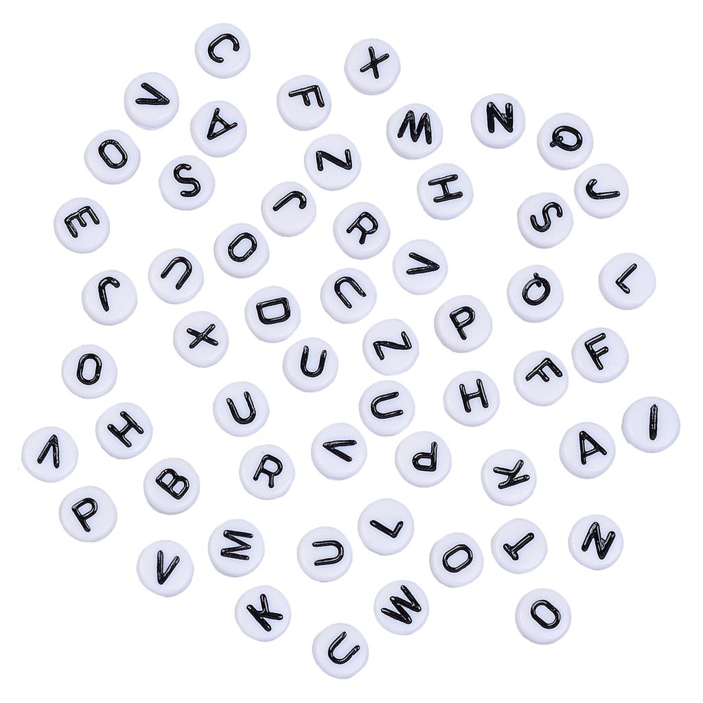 200 Pcs Colorful Acrylic Beads Charm Alphabet Letter 2 #