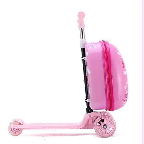 Kid's Trolley Suitcase Luggage - Three Wheel Mobility Foldable Scooter - 25L - 16"