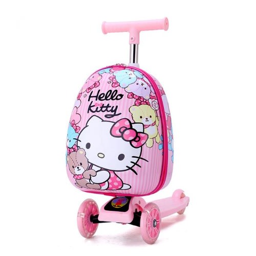Kid's Trolley Suitcase Luggage - Three Wheel Mobility Foldable Scooter - 25L - 16"