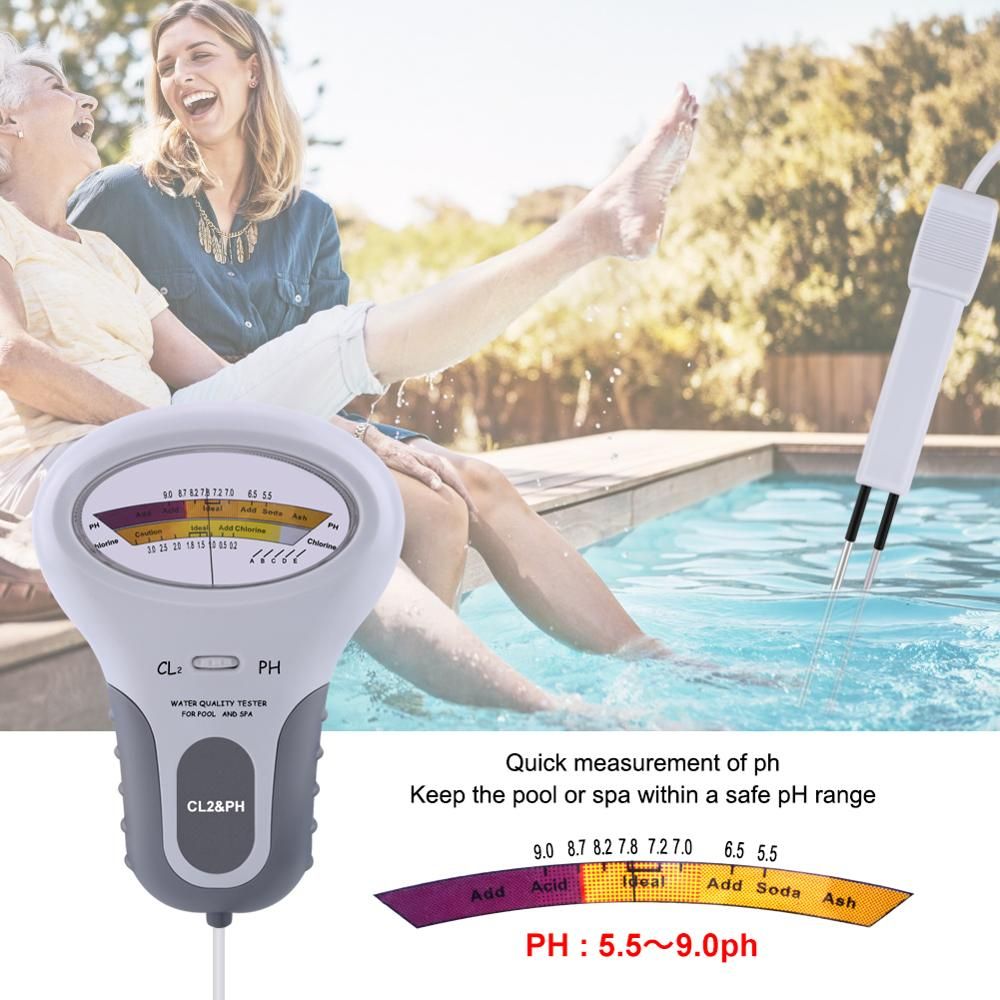 CL2&PH Tester Residual Chlorine Water Quality Analyzer For Drinking Water Swimming Pool Aquarium