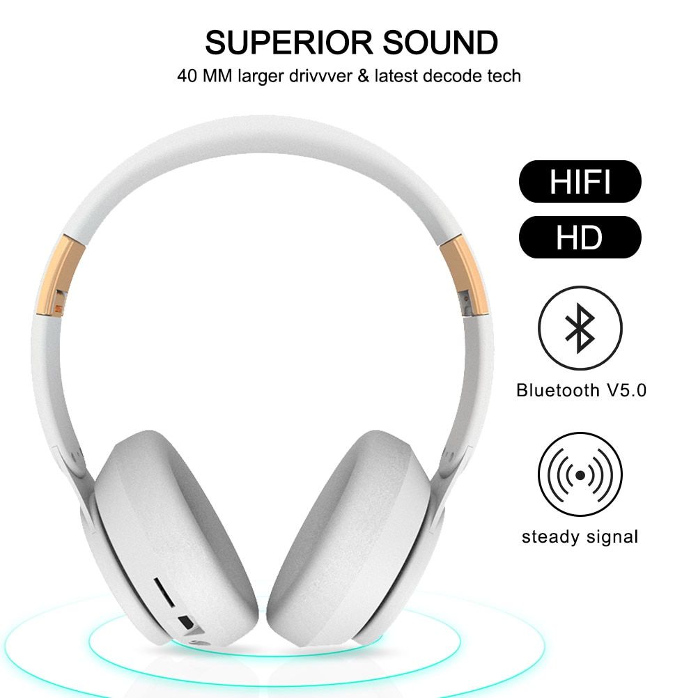 Wireless Bluetooth Headphones With Microphone Support Memory Card Earphone