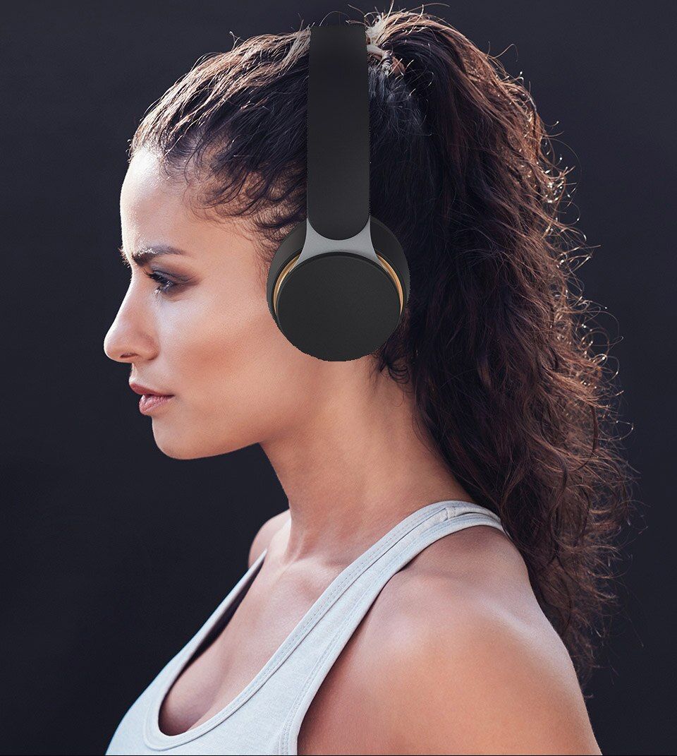 Wireless Bluetooth Headphones With Microphone Support Memory Card Earphone
