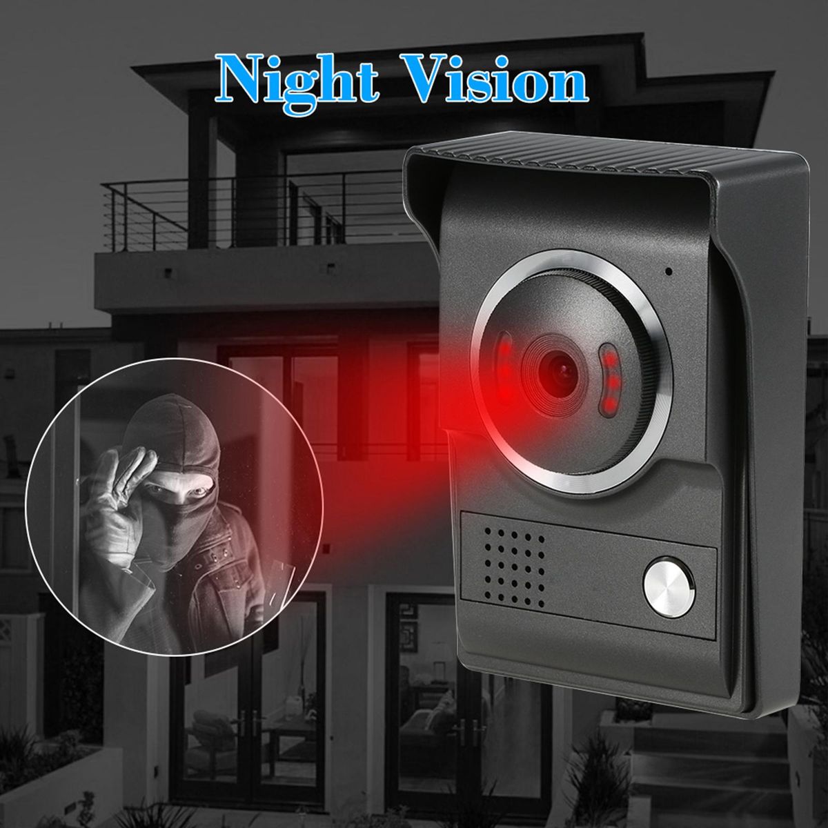 4.3 inch Wired Video Doorbell with Night Vision Rainproof Function Visual Intercom Two-way Audio Video Door Phone Doorphone Telephone style for Security Camera Home Surveillance